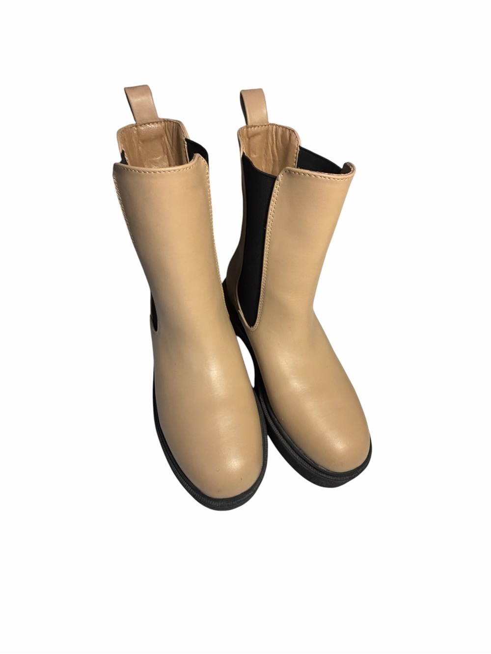 MIA Beige Chelsea Boots with Black Elastic Panels Womens 7 - Picture 3 of 10